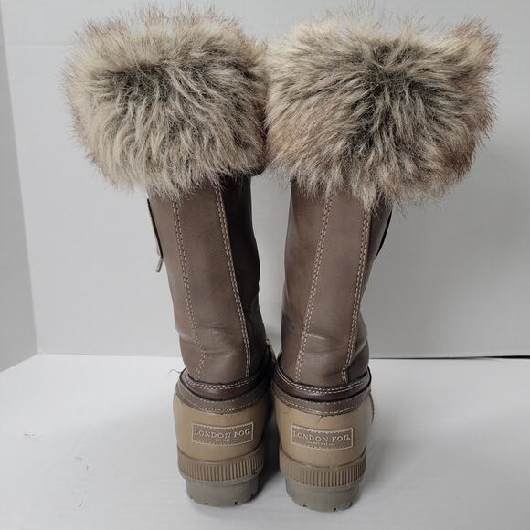 London Fog Melton 2 womens winter duck boots snow boots faux fur brown size 7 - Picture 5 of 14